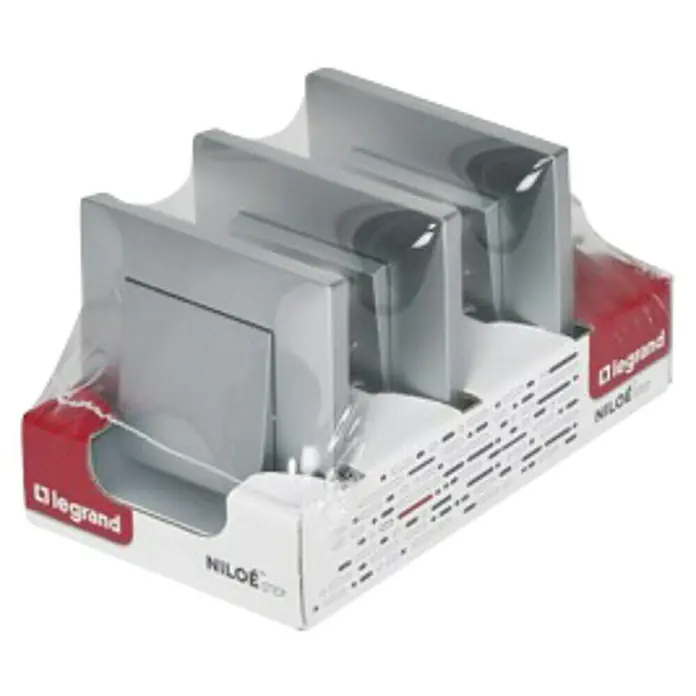 Legrand Niloé Step Conmutador Pack - Aluminio, Montaje en la pared, IP20, 3 ud. - Vista angular