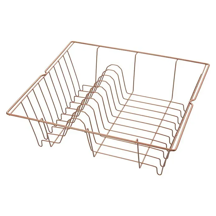 Metaltex Geschirrkorb Lipsia - L x B x H: 36 x 33 x 12 cm, Kupfer - Diagonale Ansicht