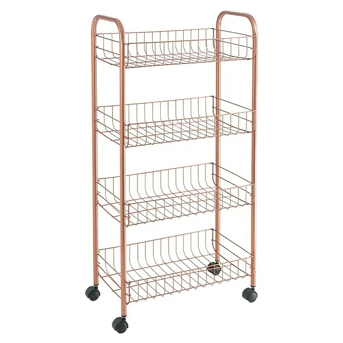 Metaltex Beistellwagen Ascona - L x B x H: 41 x 26 x 86 cm, Silber - Diagonale Ansicht