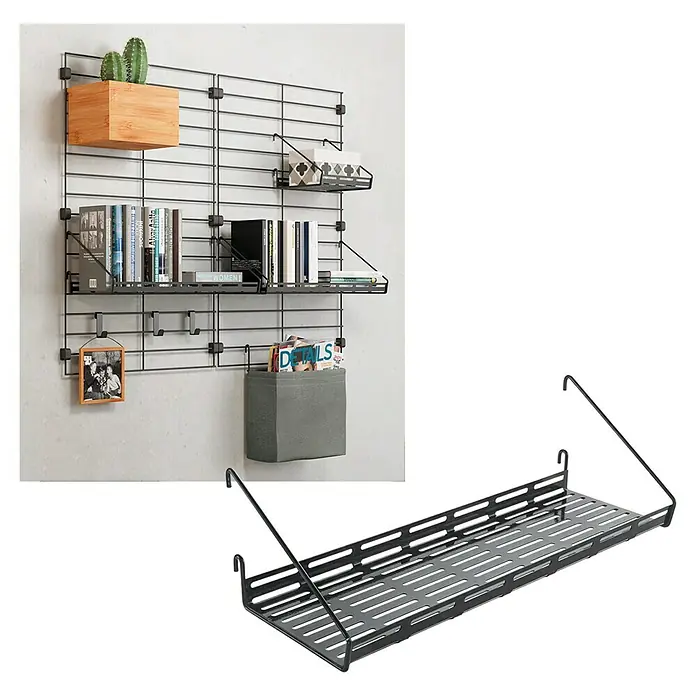 Metaltex Regalboden Mural Line - L x B x H: 45 x 15 x 12 cm, Schwarz - Diagonale Ansicht
