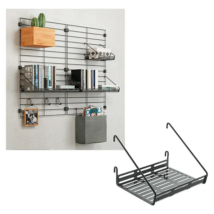 Metaltex Regalboden Mural Line - L x B x H: 18 x 15 x 12 cm, Schwarz - Diagonale Ansicht