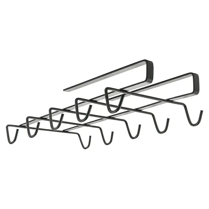 Metaltex Tassenhalter My Mug Lava - L x B x H: 14 x 28 x 6 cm, Anzahl Haken: 10 Stk., Schwarz - Diagonale Ansicht