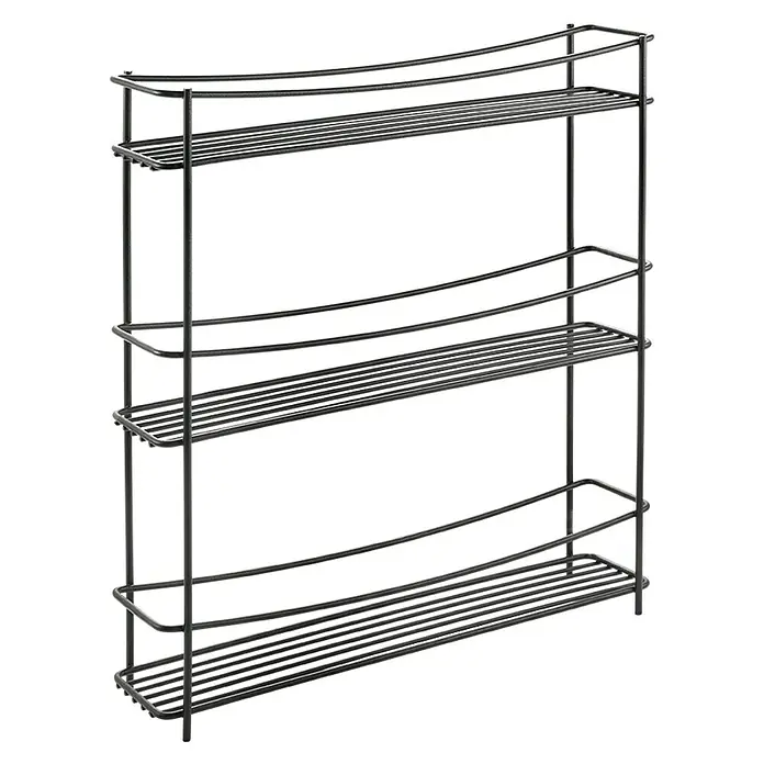 Metaltex Gewürzregal - L x B x H: 35 x 7 x 37 cm, Anzahl Böden: 3 Stk., Schwarz - Diagonale Ansicht