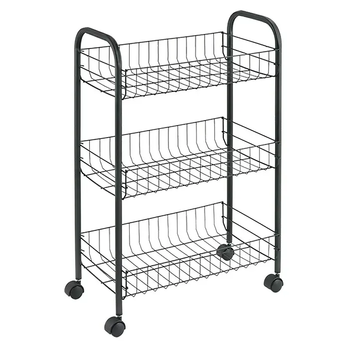 Metaltex Bestellwagen - L x B x H: 41 x 23 x 63 cm, Schwarz - Diagonale Ansicht