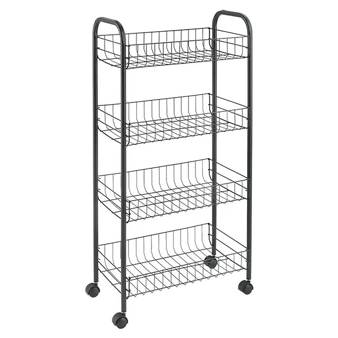 Metaltex Bestellwagen - L x B x H: 41 x 26 x 86 cm, Schwarz - Diagonale Ansicht
