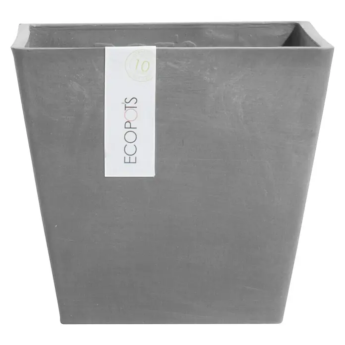 Ecopots Pflanzkasten Rotterdam - Außenmaß (L x B x H): 20 x 20 x 17,5 cm, Kunststoff, Grau - Vorderansicht