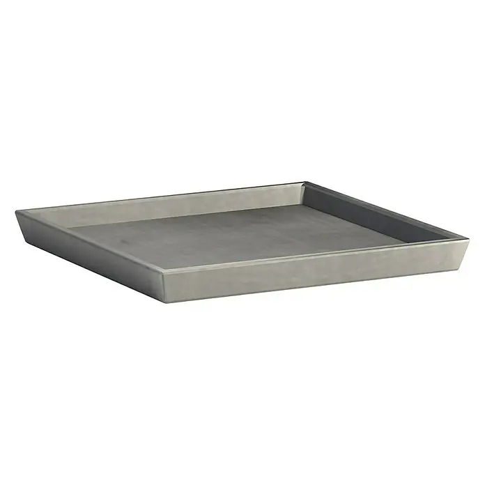 Ecopots Kasten-Untersetzer Rotterdam - 18 x 18 x 2,5 cm, Kunststoff, Grau - Vorderansicht