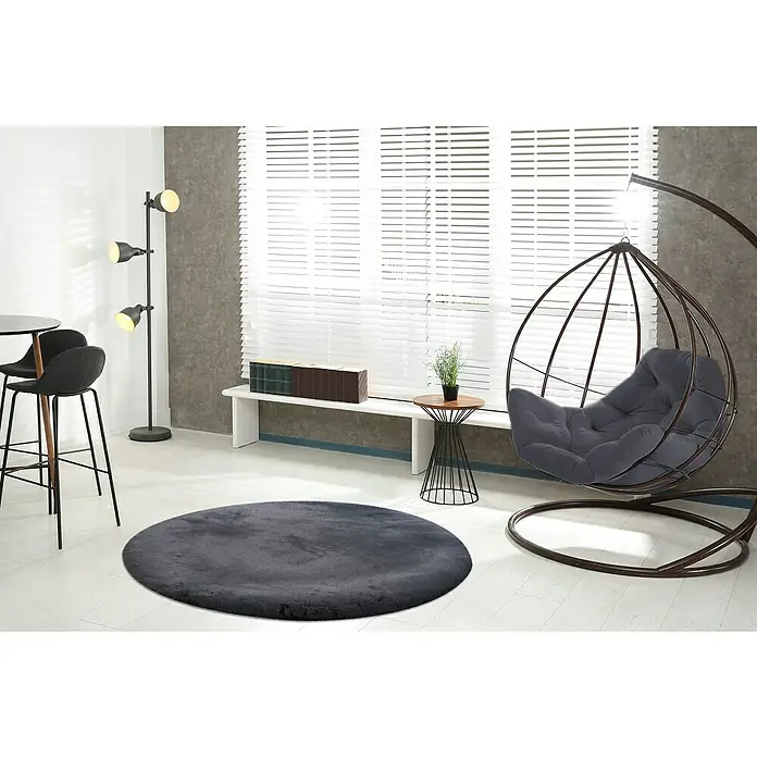 Teppich rund Happy - Graphit, Durchmesser: 120 cm, 100 % Polyester (Flor) - Stimmungsaufnahme