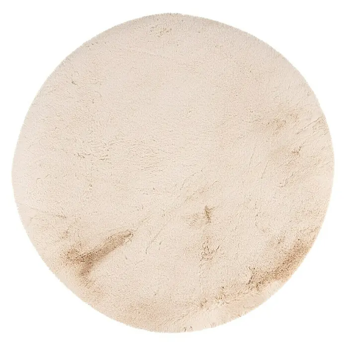 Teppich rund Happy - Beige, Durchmesser: 120 cm, 100 % Polyester (Flor) - Ansicht von oben