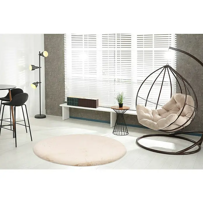 Teppich rund Happy - Beige, Durchmesser: 120 cm, 100 % Polyester (Flor) - Stimmungsaufnahme