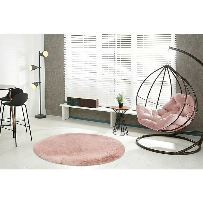 Teppich rund Happy - Rosa, Durchmesser: 160 cm, 100 % Polyester (Flor) - Stimmungsaufnahme