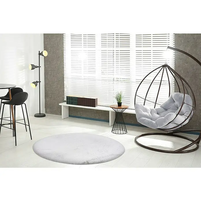 Teppich rund Happy - Silber, Durchmesser: 160 cm, 100 % Polyester (Flor) - Stimmungsaufnahme
