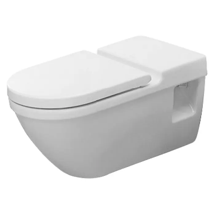 Duravit Starck 3 Wand-WC Vital - Mit Spülrand, Mit antibakterieller Glasur, Spülform: Tief, WC Abgang: Waagerecht, Weiß - Diagonale Ansicht