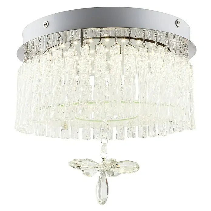 Globo LED-Deckenleuchte rund MATHILDA - 12 W, Ø x H: 280 mm x 22 cm, Chrom, Warmweiß - Diagonale Ansicht