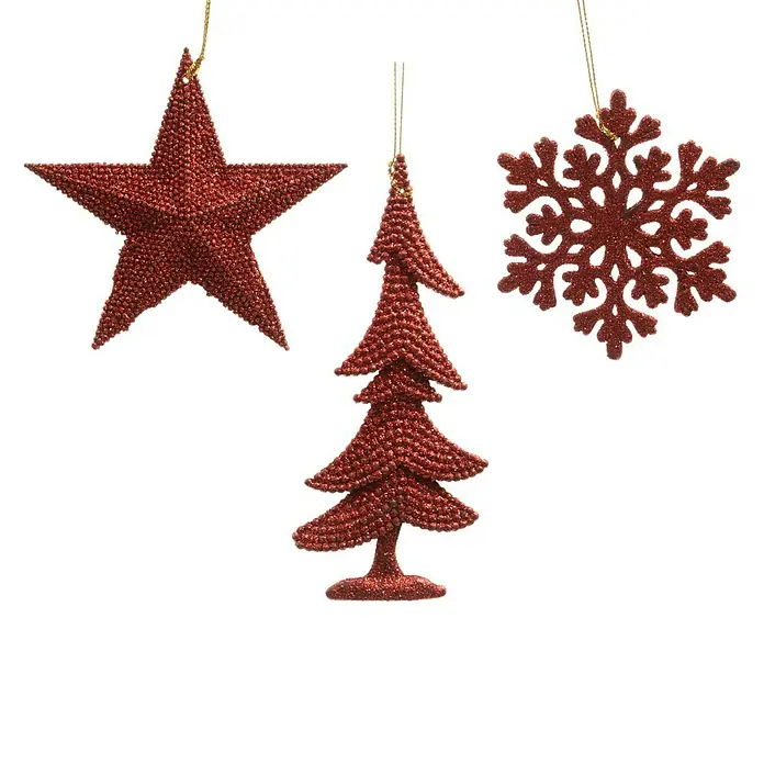 Adornos del árbol de Navidad surtido - Rojo, Plástico, 1 ud. - Vista frontal
