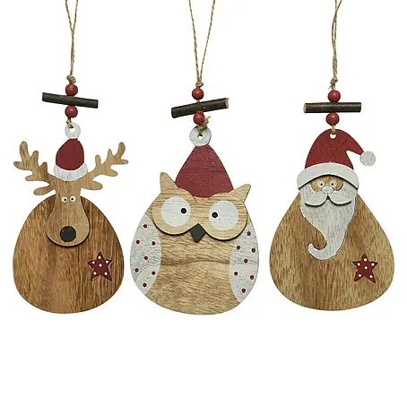Adornos del árbol de Navidad madera