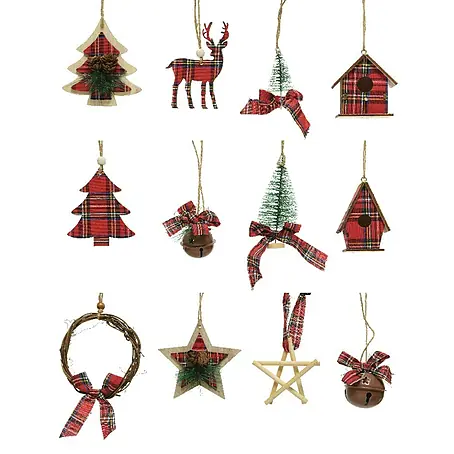 Adornos del árbol de Navidad Tela cuadros