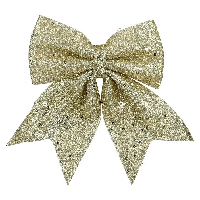 Lazo decorativo Navideño - 1 ud., Oro, 20 x 24 cm - Vista frontal