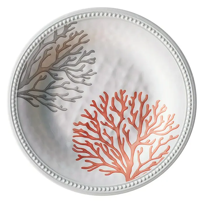 Marine Business Harmony Plato redondo Coral - 6 uds., Diámetro: 21 cm, Plástico, Blanco/Coral - Vista descendente