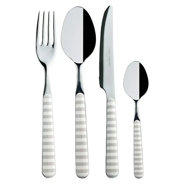 Marine Business Set de cubiertos Bone - 24 piezas, Blanco, Gris - Vista frontal