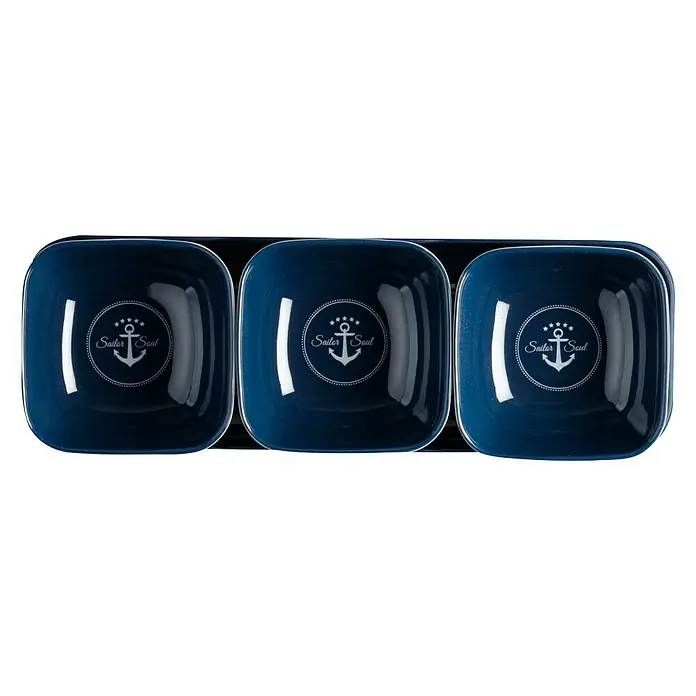 Marine Business Set de vajilla para el aperitivo Sailor Soul - 4 piezas, Plástico, Azul - Vista descendente