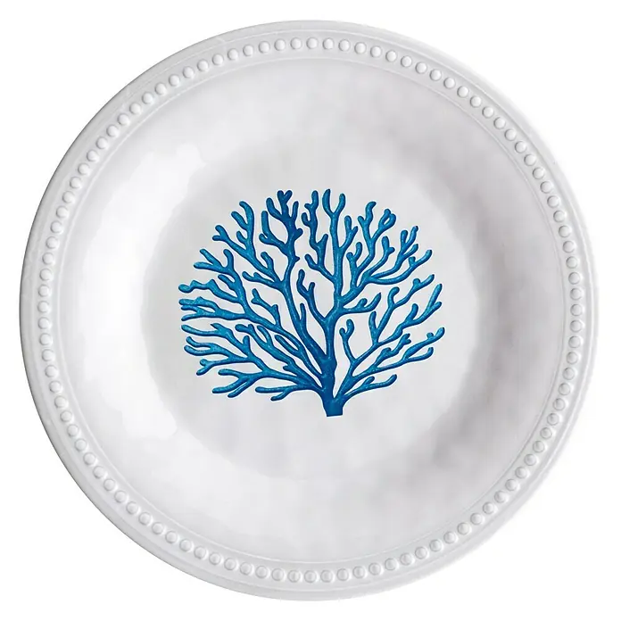 Marine Business Harmony Plato redondo - 6 uds., Diámetro: 21,5 cm, Plástico, Blanco/Azul - Vista descendente