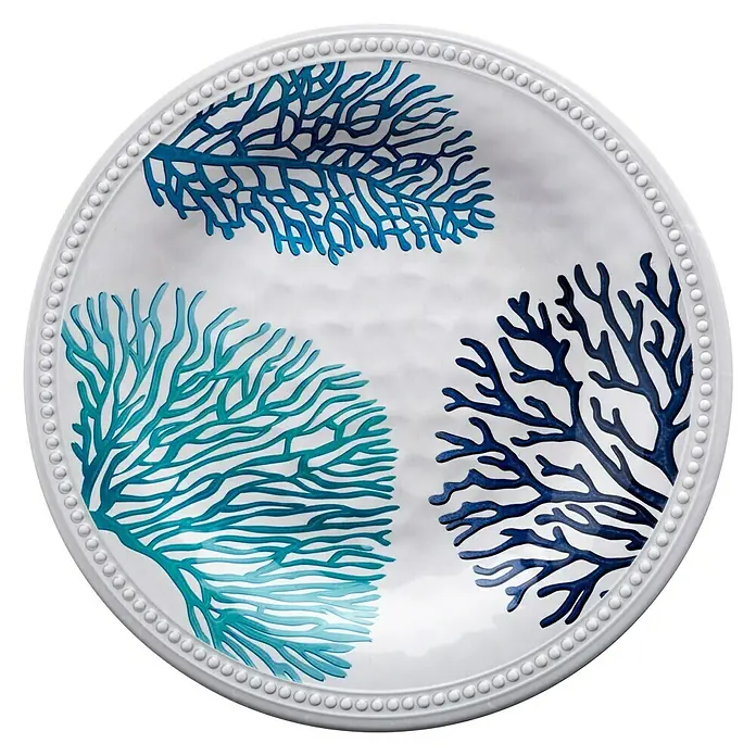 Marine Business Harmony Plato redondo - 6 uds., Diámetro: 27 cm, Plástico, Blanco/Azul - Vista descendente