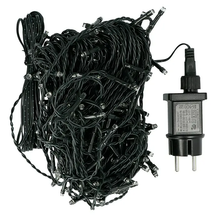 Guirnalda luminosa LED - 200 luces, Longitud del cable: 30 m, Color de luz: Blanco frío - Vista descendente