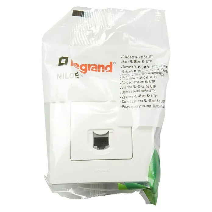 Legrand Niloé Monoblock Toma de red RJ45 - Blanco, 1 canal, Plástico, Montaje en la pared - Vista frontal