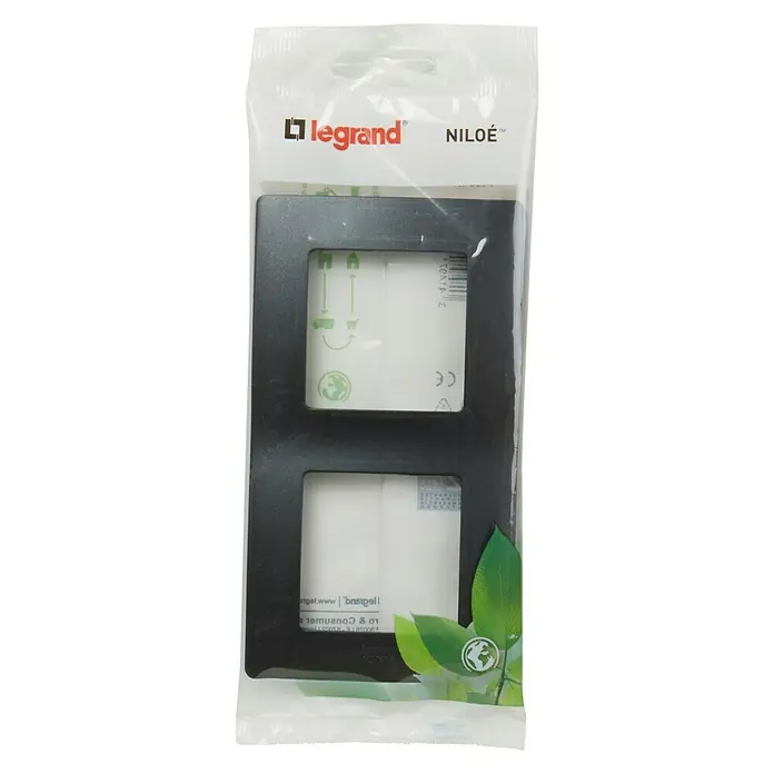 Legrand Niloé Monoblock Marco - Negro, x 2, Plástico, Montaje en la pared - Vista frontal