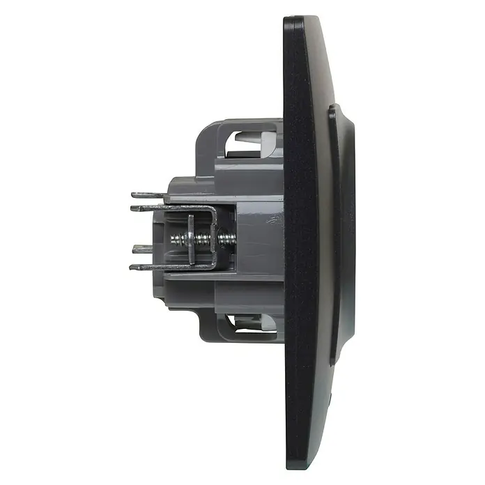 Legrand Niloé Monoblock Enchufe - Negro, 2 Polos + Toma Tierra, Plástico, Montaje en la pared - Vista de perfil derecho