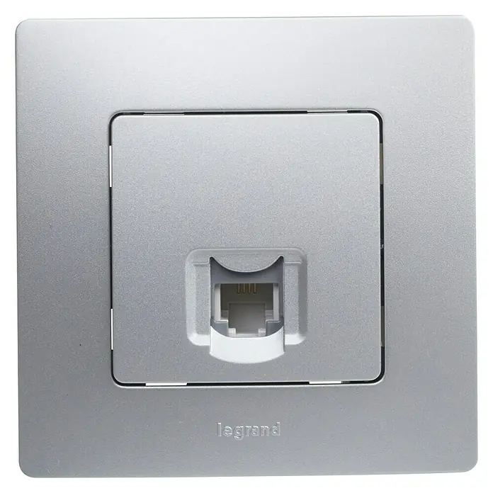 Legrand Niloé Monoblock Toma de teléfono RJ11 - Plateado, Montaje en la pared - Vista frontal
