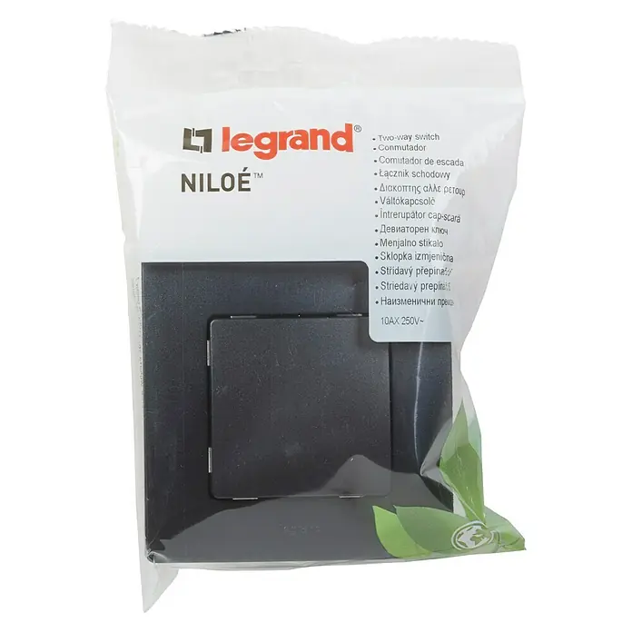Legrand Niloé Monoblock Conmutador - Negro, Montaje en la pared, IP44 - Vista frontal