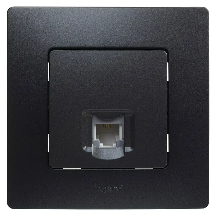 Legrand Niloé Monoblock Toma de teléfono RJ11 - Negro, Montaje en la pared - Vista frontal