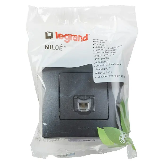 Legrand Niloé Monoblock Toma de teléfono RJ11 - Negro, Montaje en la pared - Vista frontal