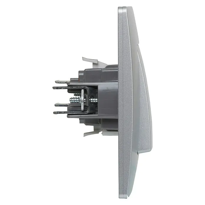 Legrand Niloé Monoblock Pulsador - Plateado, Montaje en la pared, Plástico, Corriente nominal: 6 A - Vista de perfil derecho