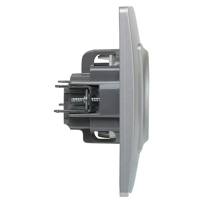 Legrand Niloé Monoblock Enchufe - Plateado, 2 Polos + Toma Tierra, Plástico, Montaje en la pared - Vista de perfil derecho