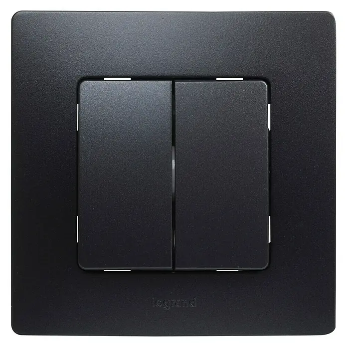 Legrand Niloé Step Conmutador doble - Negro, Montaje en la pared, Plástico - Vista frontal