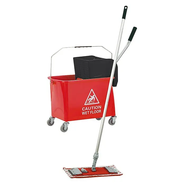 Profi Depot Professionele vloerreinigingsset - 15 l, Rood - Diagonaal zicht