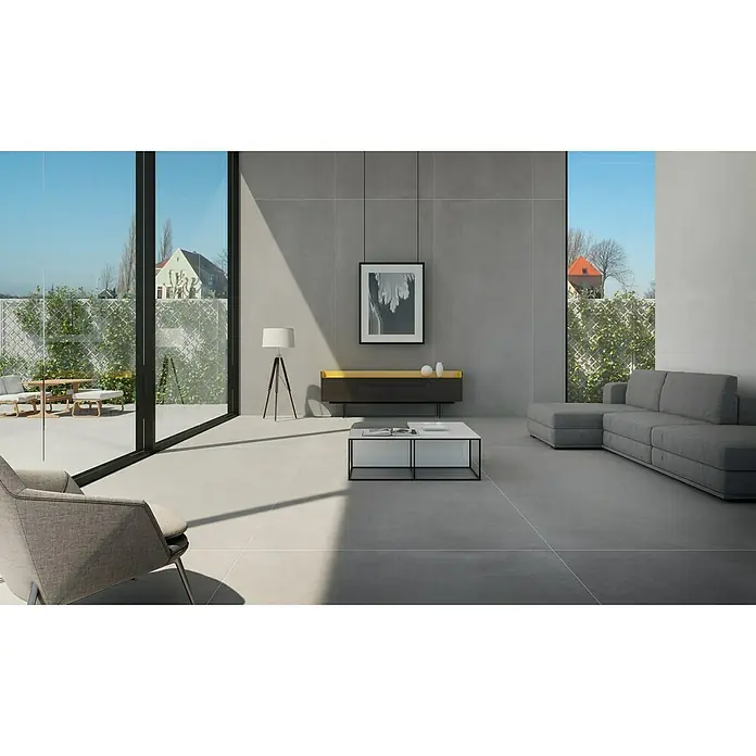 BHS Showroom Revestimiento de pared Sheel - 120 x 260 cm, Gris, Rectificado, Efecto cemento - Foto ambiente
