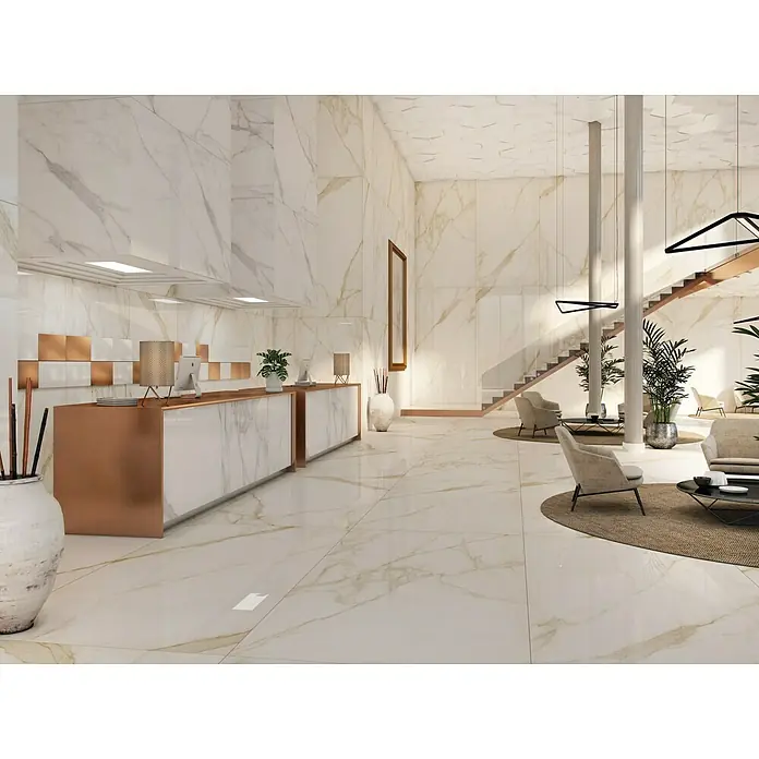 BHS Showroom Pavimento porcelánico Obis Pulido - 120 x 120 cm, Oro, Rectificado - Foto ambiente