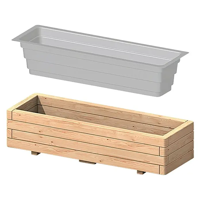 Pflanzkasten - Außenmaß (L x B x H): 40 x 120 x 29 cm, Holz - Diagonale Ansicht
