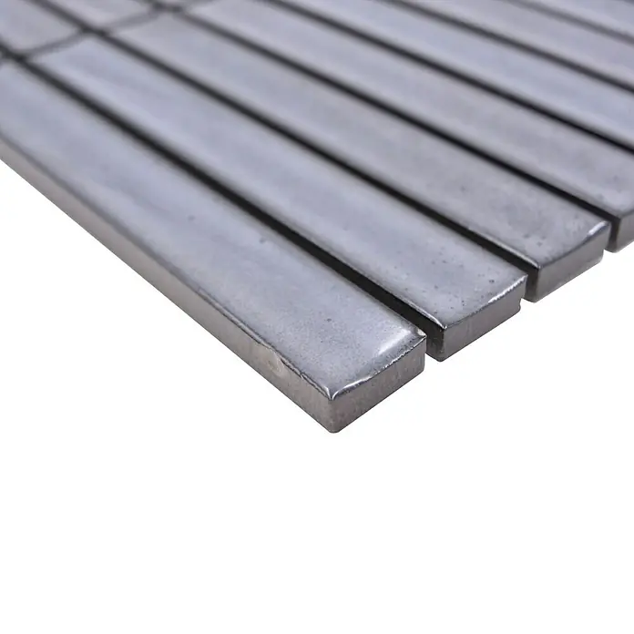 Mosaikfliese Stäbchen CG CS 26 - 29,6 x 29,9 cm, Grau, Glänzend - Detailaufnahme