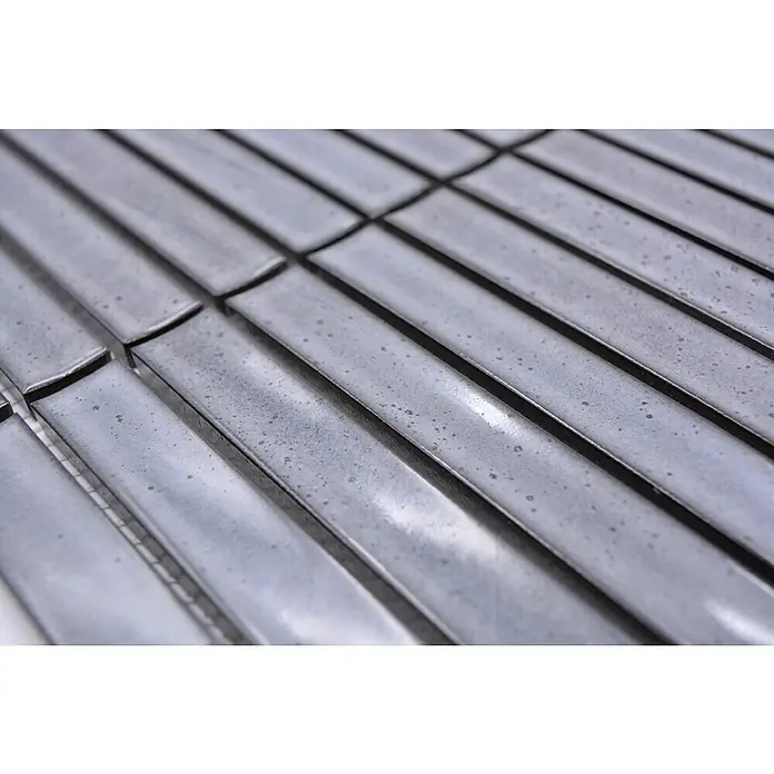 Mosaikfliese Stäbchen CG CS 26 - 29,6 x 29,9 cm, Grau, Glänzend - Detailaufnahme