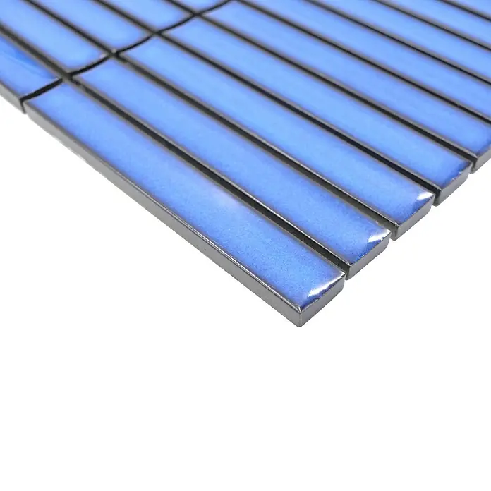 Mosaikfliese Stäbchen CG CS 46 - 29,6 x 29,9 cm, Blau, Glänzend - Detailaufnahme
