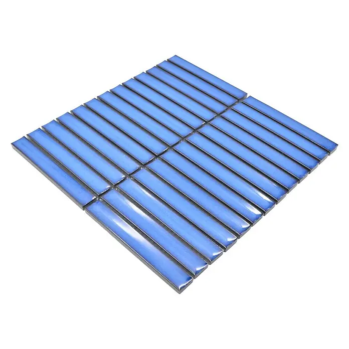 Mosaikfliese Stäbchen CG CS 46 - 29,6 x 29,9 cm, Blau, Glänzend - Ansicht von oben