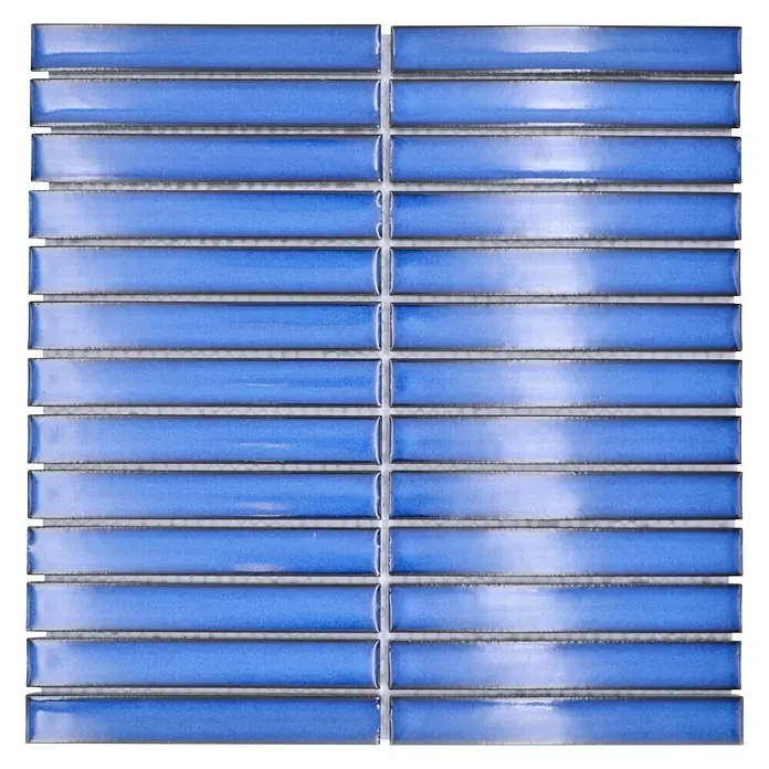 Mosaikfliese Stäbchen CG CS 46 - 29,6 x 29,9 cm, Blau, Glänzend - Draufsicht