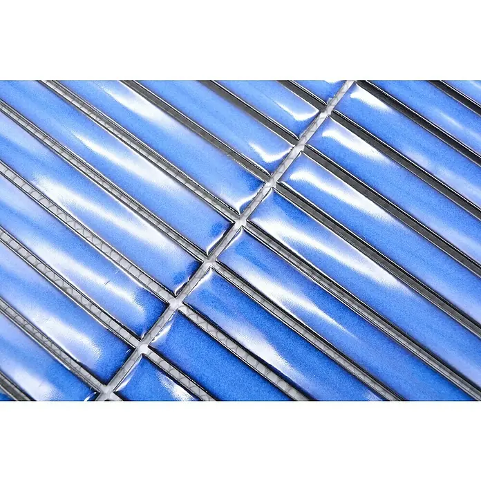 Mozaïektegel stroken CG CS 46 - 29,6 x 29,9 cm, Blauw, Glanzend - Close-up