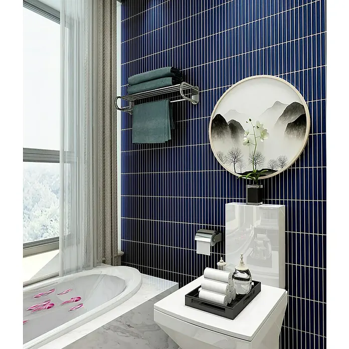 Mosaikfliese Stäbchen CG CS 46 - 29,6 x 29,9 cm, Blau, Glänzend - Stimmungsaufnahme