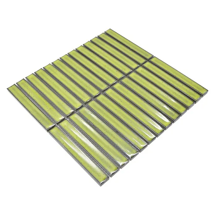 Mosaikfliese Stäbchen CG CS 16 - 29,6 x 29,9 cm, Hellgrün, Glänzend - Ansicht von oben